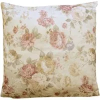 matches21 HOME & HOBBY Kissenbezüge Kissen-Bezug Rosen Blüten Jacquard beige bunte Blumen 40x40 cm, (1 Stück), Wohnzimmer Kissen-Hülle als Deko-Kissen Zier-Kissen Sofa-Kissen