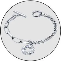GOLDKLEIN Armband Edelstahl Herzring Zirkonia Schmuck Armkette Gliederarmband, Damen, inkl. Geschenkbox
