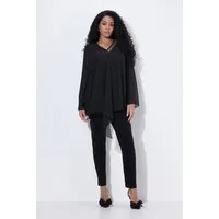 Ulla Popken Satinbluse Chiffonbluse doppellagig A-Linie V-Ausschnitt