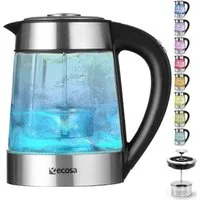 ecosa Wasserkocher EO-650, 1.7 l, 2200 W, Temperatureinstellung,LED-Beleuchtung,Edelstahl,BPA-frei,Farbwechsel