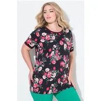 MIAMODA T-Shirt T-Shirt Blumenmuster Streifenbündchen Halbarm