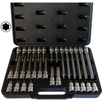 PeTools Bit- und Steckschlüsselset 32tlg Innen-Torx Steckschlüsseleinsätze T20-T70, Bitsatz, S2 Stahl, 32-St.