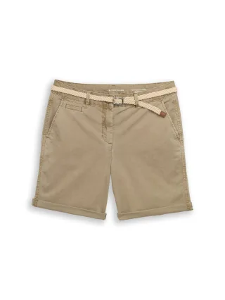 Tom Tailor - Chino Bermuda Shorts mit Gürtel silver olive - Gr. - 46