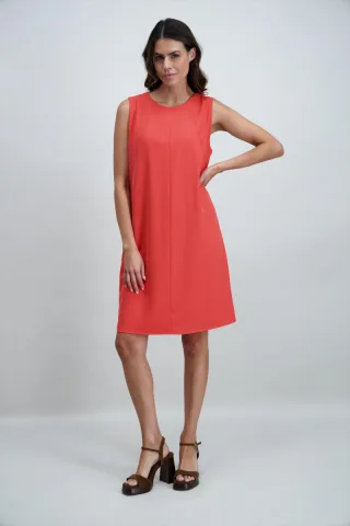 signe nature - Ärmelloses Kleid in figurumspielender Passform rot/orange - Gr. - 38