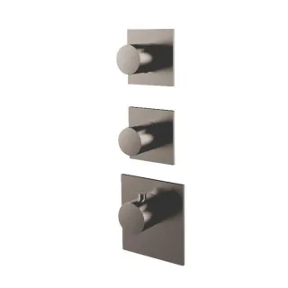 Herzbach Design iX PVD Fertigmontageset 21.522015.1.40 Black Steel, für Universal-Thermostat-Modul, eckig