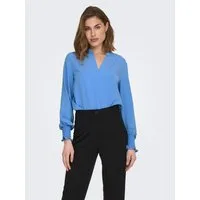 ONLY Blusenshirt ONLMETTE V-NECK LS SMOCK TOP NOOS WVN Kunstfaser, regular fit