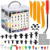 HEYHIPPO Schrauben- und Dübel-Set Auto-Clip-Set 1240-teilig, 32 Sorten – Nylon für Stoßstange & Tür, (Spar-Set, 1240 St., 32-teiliges Auto-Clip-Sortiment, für Stoßstange & Verkleidung), Universelles Befestigungsclip-Set für Auto – inkl. Ausbauwerkzeu