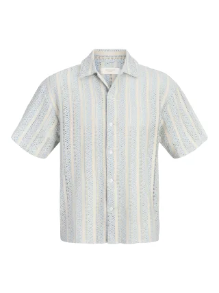 JACK&JONES - JORCOTEDAZUR BELLAGIO CROCHETSHIRT SS SN Blau - Gr. - L