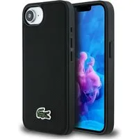 Lacoste Handyhülle iPhone 16e Petit Piquet schwarz MagSafe Logo Krokodil 6,1 Zoll, Kantenschutz