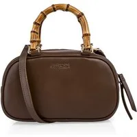 Marc Cain Henkeltasche Collections Leo's Oasis, Damen Handtasche, Abendtasche mit Holz-Tragegriff
