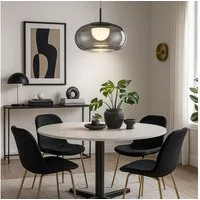 GLOBO LIGHTING LED-Hängeleuchte, LED-Leuchtmittel fest verbaut, Warmweiß, Hängelampe Pendellampe Esszimmerleuchte Rauchglas höhenverstellbar LED