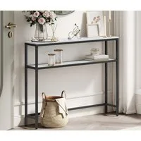 VASAGLE Konsolentisch schmaler Sofatisch mit 2 Ablagen, Flurtisch, 2 Ebenen, für Flur, Wohnzimmer, Schlafzimmer, 80/100/120x80×20cm