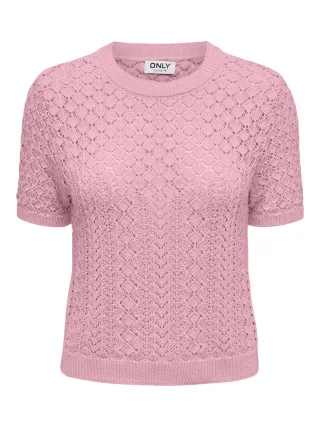 ONLY - ONLSAGA SS O-NECK KNT NOOS Romance Rose - Gr. - M