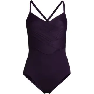 Shape-Badeanzug SLENDER mit Webdetail für Damen, Damen, size: regular, Schwarz, Elasthan/Nylon-Mischung, by Lands' End