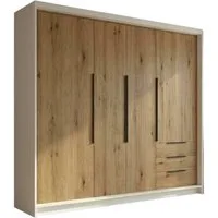 A&J MöbelLand GmbH Drehtürenschrank viertüriger Kleiderschrank mit Schubladen und Metallgriffen. (Geräumiger vier¬türiger Kleiderschrank mit Schubladen und Metallgriffen. Geräumiger Schrank mit einer Breite von 200 cm und Schubladen, ideal zur Aufbew
