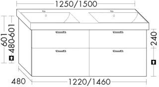 Burgbad Waschtischunterschrank System 30 Preisgruppe 2 Echo 601x1220x480 Kieselgrau Softmatt SHAY122F6921