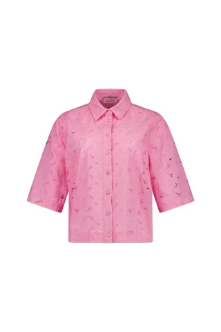 Studio Anneloes - Nyra broderie blouse pop pink - Gr. - S