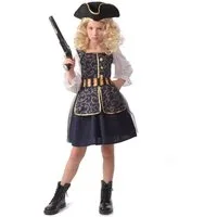 JADEO Kostüm Schickes Piraten-Kostüm für Mädchen Faschingskostüm blau-weiss-gold