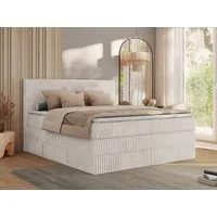MKS MÖBEL Boxspringbett TILIANO KING (Packung, Set, Topper T25, Doppelbett, T30-Schaum), Polsterbett mit Multipocket-Matratzen, Cord Bett, Zwei Bettkästen