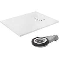 LuxeBath Duschwanne Duschtasse Brausetasse mit Ablaufgarnitur und Anti-Rutsch-Oberfläche, Rechteckige Brausewanne 90x70 cm mit Siphon Weiß H:30 mm extra flache