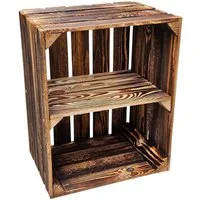 Teramico Holzkiste Holzkiste Vintage Geflammt 50 x 40 x 30cm Regal Kurz, Vintage Obstkiste