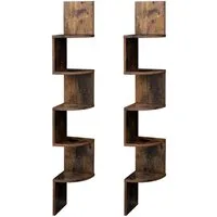 VASAGLE Eckregal, 2-tlg., Wandregal, Bücherregal mit 5 Ablagen, Höhe 126cm