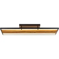 Brilliant LED Deckenleuchte Thunder, Dimmfunktion, LED fest integriert, Warmweiß, 100 x 30 x 13,5 cm, 6000 lm, 3000 K, Metall u. Holz, schwarz/braun