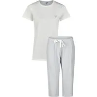 By Louise Schlafanzug Dreamy Nights (Set, 2 tlg., 2-teilig) Damen Pyjama Baumwolle Caprihose Kurzarm