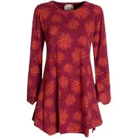 Vishes Tunikakleid Langarm Damen Blumen-Tunika Shirt-Kleid Glockenärmel Baumwolle Hippie, Boho, Goa Style