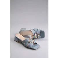 Aniston SHOES Pantolette Sandale, Sommerschuh, Klettschuh, Jeans-Optik
