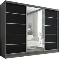 A&J MöbelLand GmbH Schiebetürenschrank AURELIA 1 mit 3 Schubladen und Spiegel (TOP ANGEBOT! Geräumiger Schrank mit einer Breite von 200 cm und Spiegel, ideal zur Aufbewahrung von Kleidung und Accessoires. 3 Schubladen und viel Stauraum. TOP PRODUKT! 