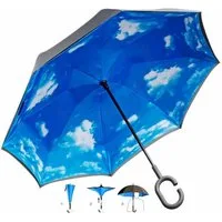 Goods+Gadgets Upside Down Regenschirm GOODS+GADGETS Umgedrehter Regenschirm – Invertierter & C-Griff Schirm, Schlauer C-Griff Stock-Schirm