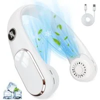 feinlux Mini USB-Ventilator Mini-USB-Nackenventilator mit LED-Display, Lüfterloses Design, vierstufig einstellbare Windgeschwindigkeit