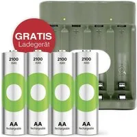 Gp "Aktion Gratis Ladegerät" 4 x RECYKO AA Akku 2100 mAh inkl Akku