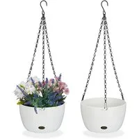 relaxdays Blumenampel 2 Blumenampeln mit Wasserspeicher - M