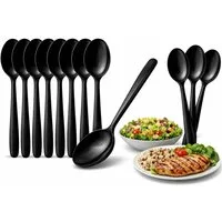 Lauroo Besteck-Set Mehrweg Löffel Schwarz – 100 Stück Suppenlöffel Gastronomie & Catering (100-tlg), 100 Personen, WIEDERVERWENDBAR & LANGLEBIG