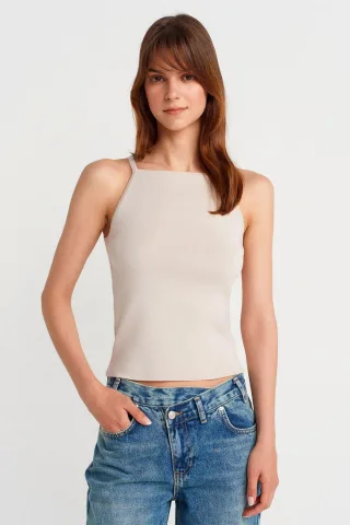 Slim Fit Träger Strickbluse mit Schleifendetail
