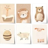 JUSTGOODMOOD Poster Premium ® Giraffe Löwe Bär Biene Schwein Schaf Kinderzimmer, C Bär (1 St), verschiedene Größen wählbar