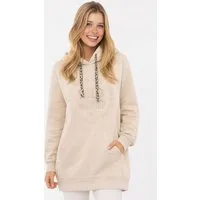 Zwillingsherz Sweatkleid "Wild Vibes" praktische Fronttaschen, Leo-Kordel, tonale Stickerei