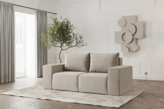 Sofa Designersofa ESTELLE 2-Sitzer in Stoff Poso Beige