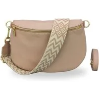 BRISE TASCHE Schultertasche AFIA Bauchtasche Damen Echtes Leder Crossbody Bag (Einzelartikel mit optionalem Zubehör, Tasche + verstellbarer Ledergurt + optional gemusterter Schulterriemen), Medium Größe, mit extra gemustertem Gürtel