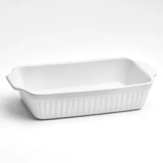 van Well Auflaufform "Backform rechteckig, 36 x 20 x 7,4 cm, mit Rillenstruktur" Keramik 1 Stk. tlg. weiß, spülmaschinen- und mikrowellenfest