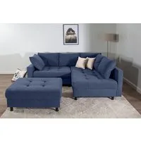 COLLECTION AB Ecksofa Toni L-Form, B: 215 cm, Set: Sofa & Hocker, 2 Zierkissen, Federkern