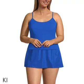 Komfort-Tankinitop mit gekreuzten Trägern für Damen in Plus-Größe, Damen, size: plus, Blau, by Lands' End