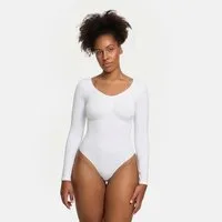 cfab (creamy fabrics) Shaping-Body Bodysuit Sculpting Shapewear Longsleeve mit Slip-Weiß-4XL (1-tlg)