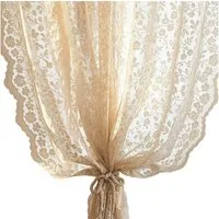 Diwzbyn Gardine Vintage-Spitzenvorhang, lichtdurchlässiger Vorhang mit Blumenmuster, geeignet für Schlafzimmer, Wohnzimmer und andere Wohnraumdekoration