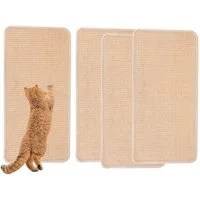 BlingBin Kratzmatte 2 Stück Kratzmatte Katze, 60x30cm Teppich Katzen Kratzteppich Sisal, (4er Set, 4-tlg., 4 Stück), Teppich Vorleger für Sofa Möbel Tür Kratzschutz, Katze Kratzschutzfür