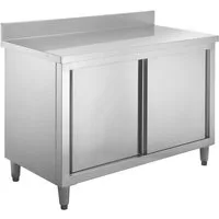 GastroHero Hochschrank Arbeitsschrank Edelstahl 160x60 cm mit Aufkantung 100 mm, Stauraum Hygienische Arbeitsfläche, Spritzschutz, professioneller Dauereinsatz