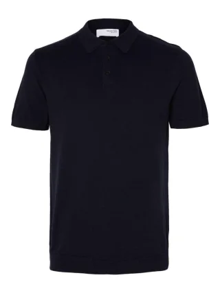 Selected - Gestricktes Polo Shirt blau - Gr. - S