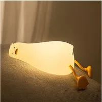 ANYSUN LED Nachtlicht LED Baby Silikon Nachtlicht Kinder süße Enten-Nachttischlampe, Silikon Dimmbare Nachtlicht für Kinder, LED fest integriert, Warmweiß, Touch & Switch-Steuerung, Nachtlampe USB Aufladbare für Baby